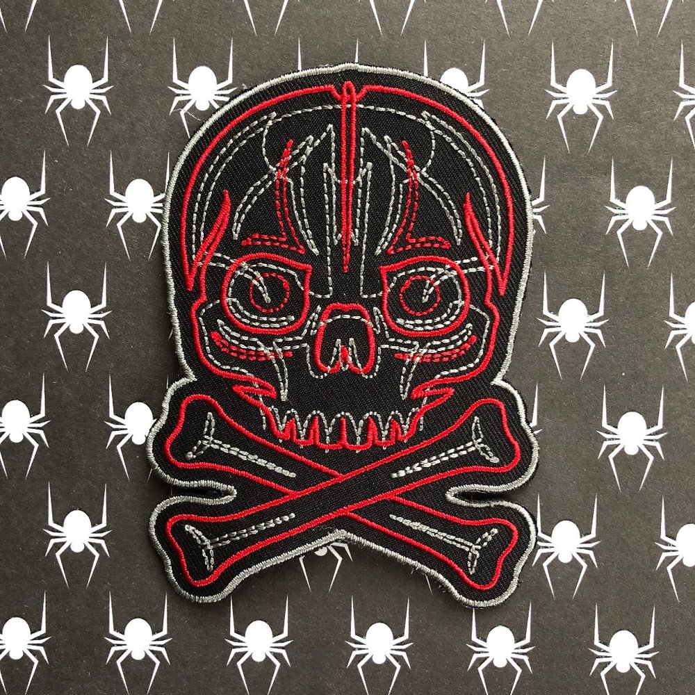 Pinstriped Skull Patch Kustom Kreeps Rockabilly